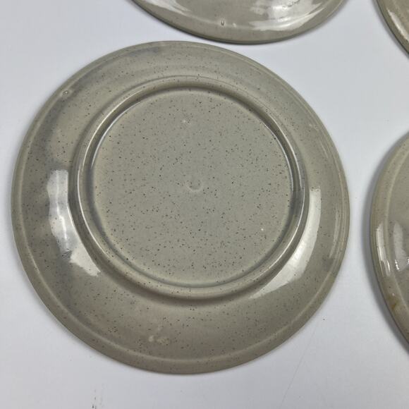 Lot of 4 Vintage Blue Band Speckled Stoneware Cup Saucers 6” Restaurant Style - Picture 10 of 10